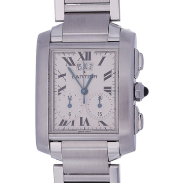 CARTIER Tank Française Chrono Reflex W51024Q3 Men's SS Watch Quartz White Dial