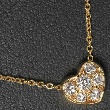 TIFFANY Necklace Pave Heart 2.60g K18YG Yellow Gold 6P Diamond &Co.