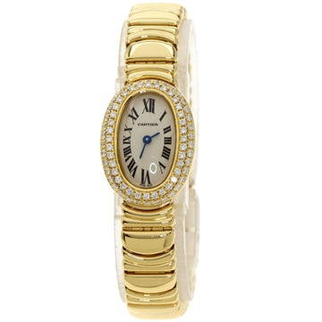 Cartier WB5094D8 Baignoire Bezel Double Diamond Watch K18 Yellow Gold K18YG Women's CARTIER