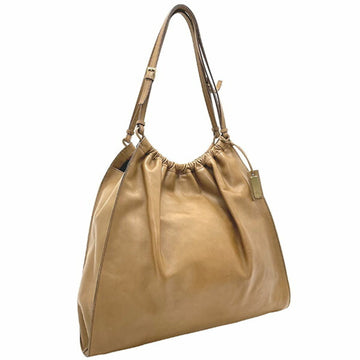 Gucci Tote Bag Leather Brown 109157 GUCCI Charm Gathered Handbag Shoulder Back