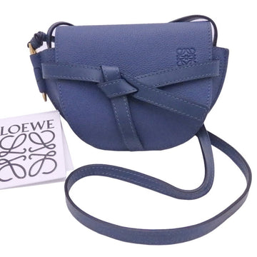 Loewe Shoulder Bag Mini Gate Navy Blue Leather Ladies