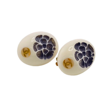 CHANEL Camellia 02P Coco Mark Earrings Ivory Ladies