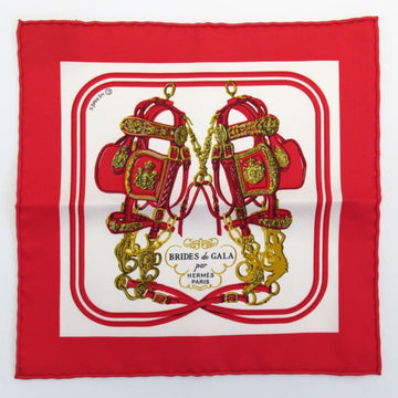 HERMES Scarf Carenano 20 BRIDES de GALA White x Red 100% Silk