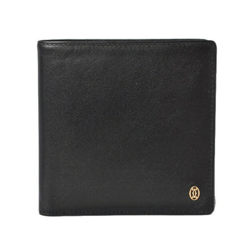 CARTIER Wallet Men's Bifold Folding Leather Pasha de Black