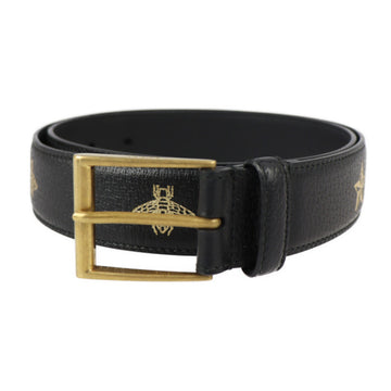 GUCCI belt 495125 notation size 85.34 leather black gold metal fittings Bee STAR star bee