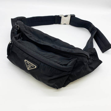 PRADA waist bag pouch body black nylon triangular plate men's women's USED