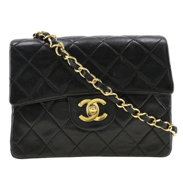 CHANEL Mini Matrasse Shoulder Bag Chain Coco Mark A01115 Lambskin Made in France Black Crossbody Turn Lock matrasse Women's