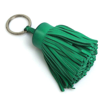 HERMES Keychain Key Ring Carmen Leather/Metal Green/Silver Unisex