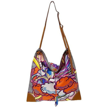 HERMES Bag Women's Shoulder Silky City MM Pegasus Pop Silk Orange Multicolor T-engraved