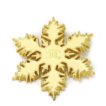 CHANEL brooch snowflake here mark white gold plated accessory ladies 01A accessories gp