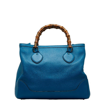 GUCCI bamboo handbag tote bag 282317 blue leather ladies