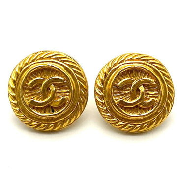 Chanel here mark earrings plated gold accessories
