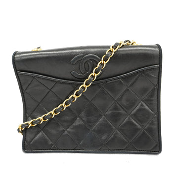 CHANELAuth  Matelasse Chain Shoulder Lambskin Women's Leather Shoulder Bag Black