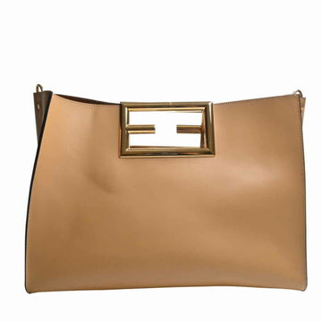 FENDI Leather Way Medium Shoulder Bag 8BH391 Beige