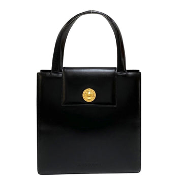 BVLGARI Logo Turnlock Hardware Calf Leather Genuine Handbag Mini Tote Bag Black