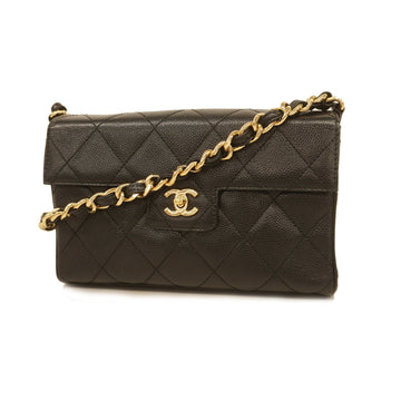 Chanel Matelasse Chain Shoulder Women's Caviar Leather Shoulder Bag Black