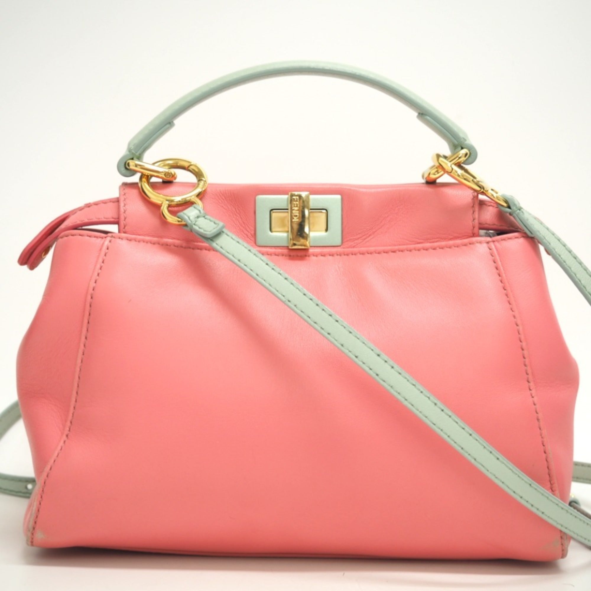 FENDI 8BN244 Mini Peekaboo 2way Handbag Shoulder Bag Pink