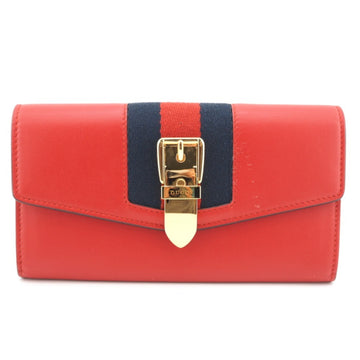 GUCCI 476084 Sherry Line Long Wallet Red Ladies