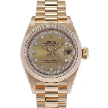 ROLEX Datejust Circle Diamond/10P Diamond 69178LB Women's YG Watch Automatic Winding Champagne Dial