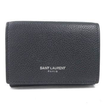 SAINT LAURENT tri-fold wallet leather black unisex