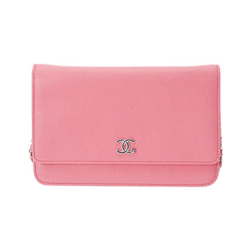 CHANEL Chain Coco Mark Clover Pink A84206 Women's Leather Shoulder Bag