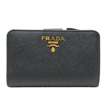 PRADA Saffiano 1ML225 Women's Saffiano Metal Middle Wallet [bi-fold] Black