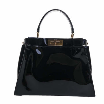 FENDI Peekaboo Patent Handbag 8BN307 Black Ladies