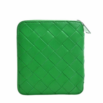 BOTTEGA VENETA Intrecciato Leather Zip Around Wallet Green Women's