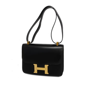 HERMESAuth  Constance 23 Women's Box Calf Leather Shoulder Bag Black