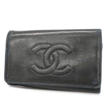 CHANEL Key Case Gold Hardware Women's Leather Key Case Black