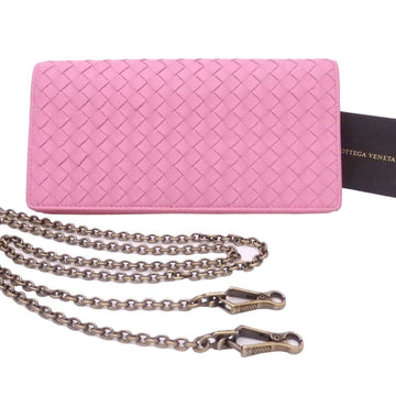 Bottega Veneta Shoulder Wallet Intrecciato Pink Leather Chain Long