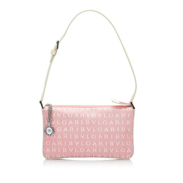 BVLGARI Mania shoulder bag pink white canvas leather ladies