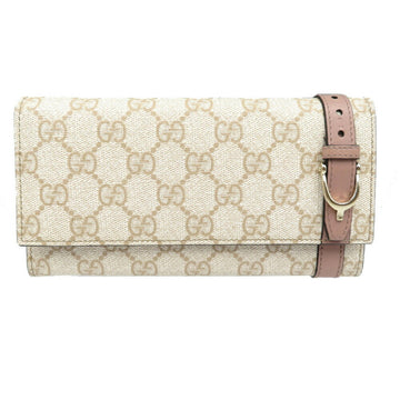 GUCCI 309760 GG Supreme Canvas Beige Pink Long Wallet