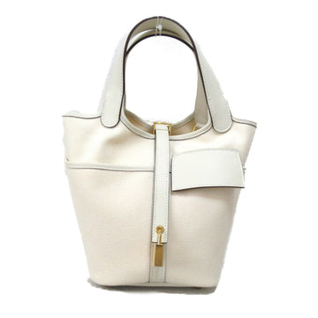 HERMES Picotin Rock PM Cargo Tote Bag Ivory Ecru Nata Towargo eran leather Swift leather