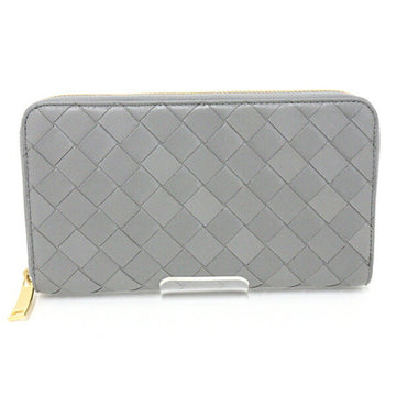 BOTTEGA VENETA intrecciato zip around round long wallet leather 608053 gray