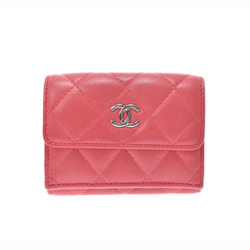 CHANEL Matrasse Pink Ladies Lambskin Tri-Fold Wallet