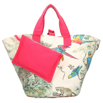 HERMES Pannied Plage PM Tote Bag Cotton Canvas Multicolor Women's