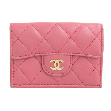 Chanel Lambskin Matelasse Classic Small Flap Trifold Wallet Pink