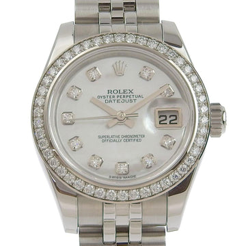 ROLEX Datejust White Shell Dial 10P Diamond Bezel 179384NG Random Number