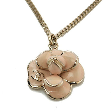 CHANEL necklace pendant  camellia motif here mark CC pink beige gold