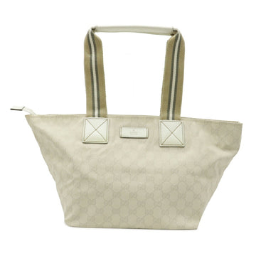 Gucci GG Canvas Sherry Line Tote Bag Shoulder Leather Ivory Beige 131230