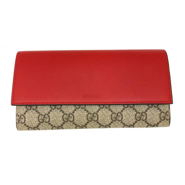 GUCCI Continental 410100 KLQIG 9784 Bifold Long Wallet Leather PVC Beige Red Pink Ladies