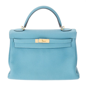 HERMES Kelly 32 Inner Stitch Turquoise - R Stamp [Around 2014] Ladies Togo Bag