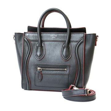 Celine Handbag Shoulder Bag, Luggage Nano Shopper Black Pink Women's Calf