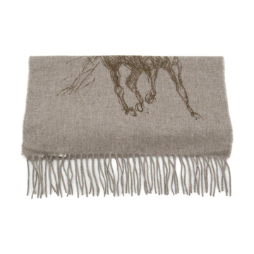 HERMES Muffler Pirouette au Galop Gray Cashmere