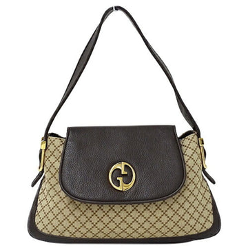 GUCCI Bag Women's Shoulder Diamante Canvas Leather Brown Beige 251811