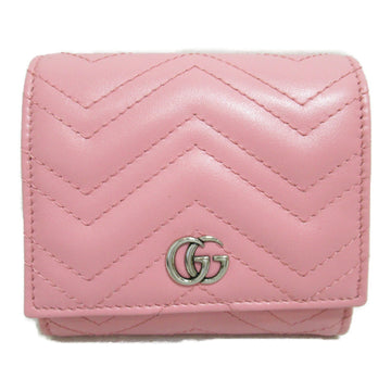 GUCCI Two fold wallet Pink leather GG Marmont 598629
