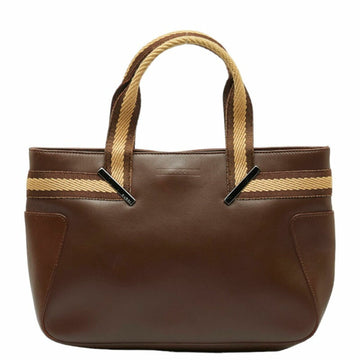 GUCCI webbing line embossed handbag 000 0860 brown leather ladies