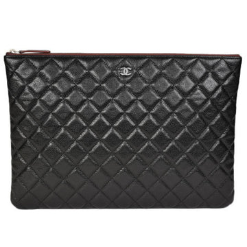 CHANEL here mark clutch bag caviar skin second A82552