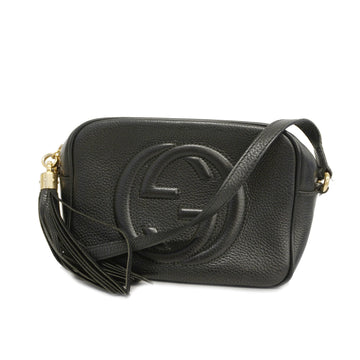 GUCCIAuth  Soho Shoulder Bag 308364 Women's Leather Shoulder Bag Black